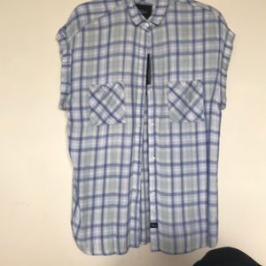 RAILS S/S plaid rayon button down flannel  top